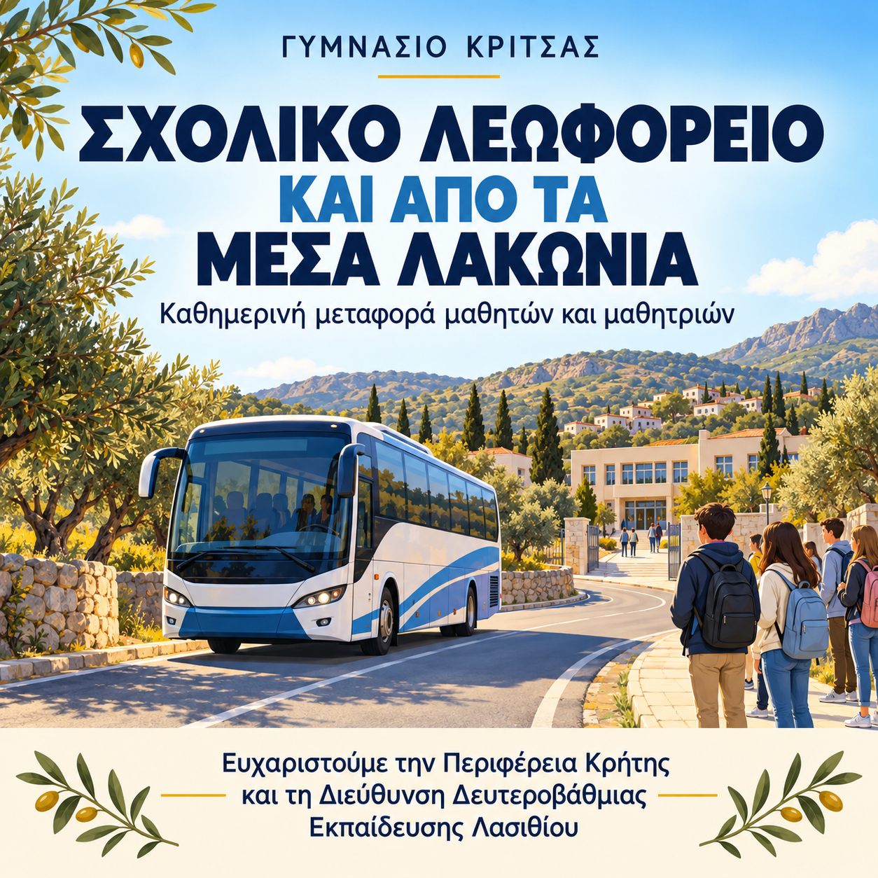 Σχολικό λεωφορείο στην Κρήτη